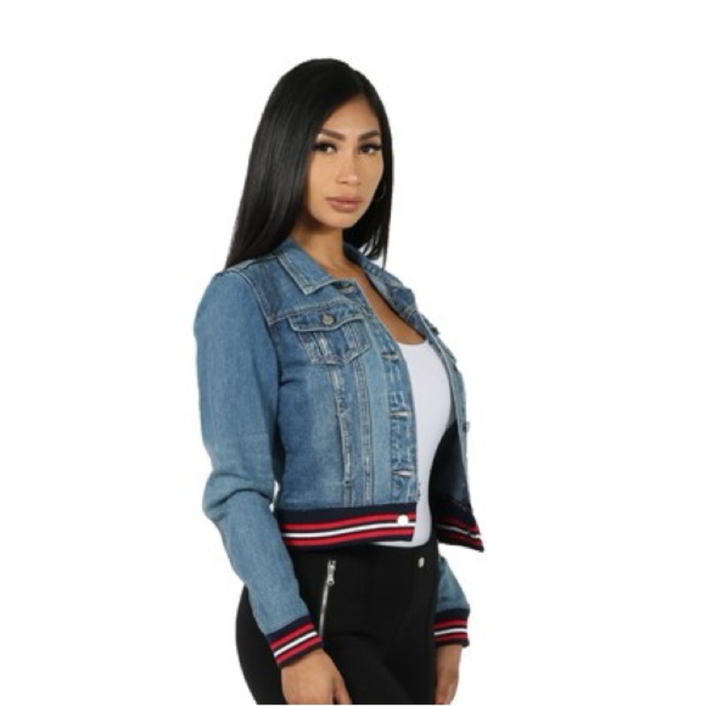 #62 On Fleek Stripe Denim Jacket